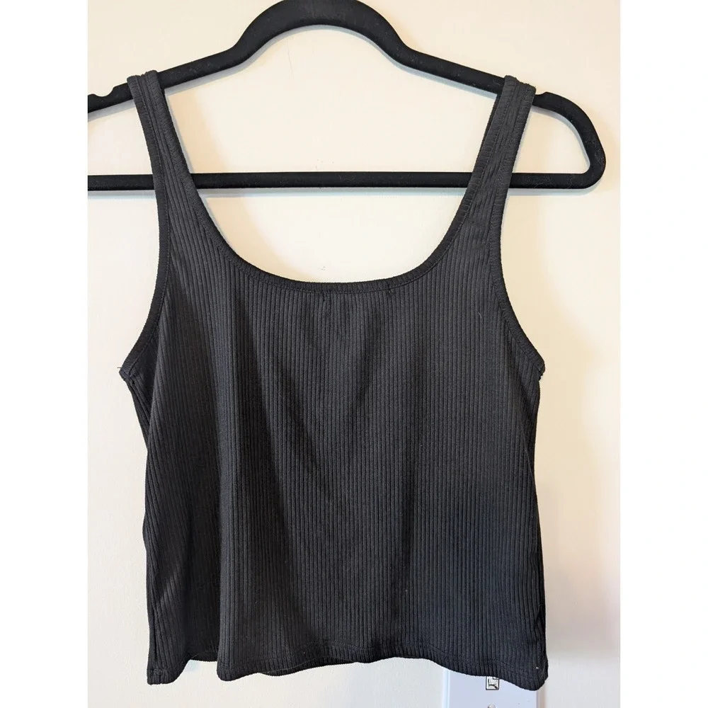 Womens Black Cropped Tank Top Embroidered Sunflower Small 90s Grunge Western - Picture 3 of 6